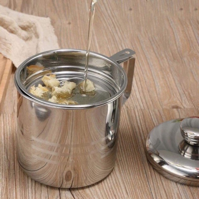 CA LỌC DẦU ĂN INOX (loại có hộp dày đẹp- siêu tiện dụng)