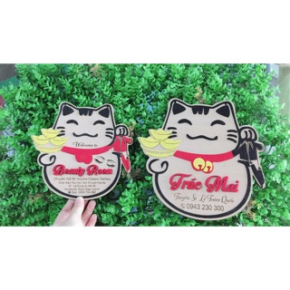 Bảng gỗ mèo thần tài