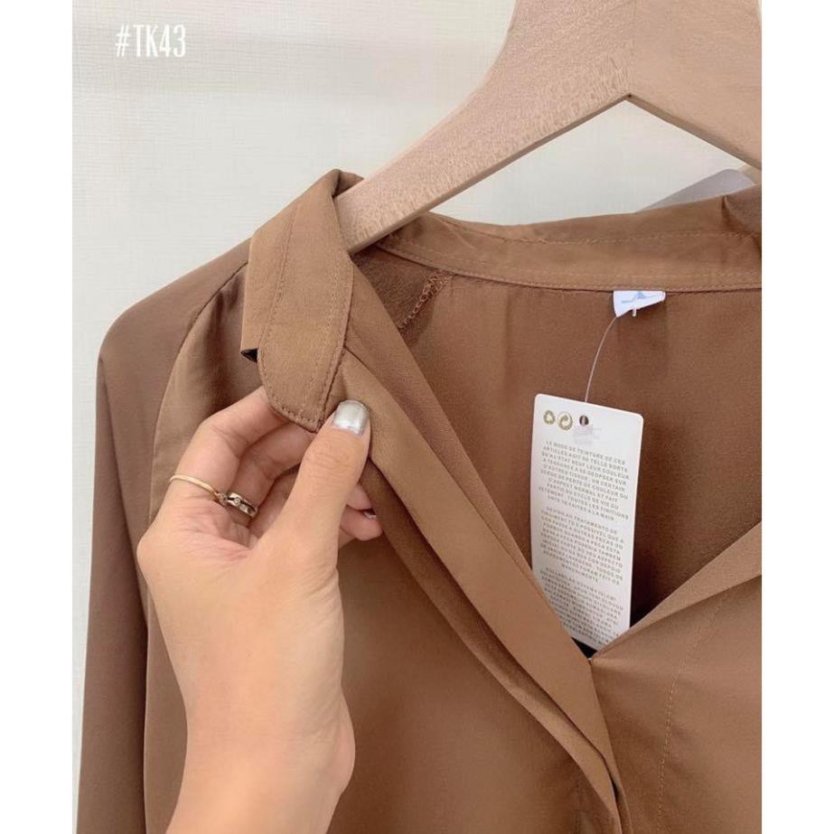 Áo Sơ Mi Công Sở Nẹp Khuy Giấu Nút Liền Lụa Satin Thanh Lịch Nhiều Màu | BigBuy360 - bigbuy360.vn