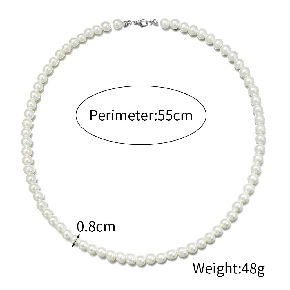 Dây Chuyền Ngọc Trai 6/8/10mm Phong Cách Âu Mỹ Thời Trang Cho Nam