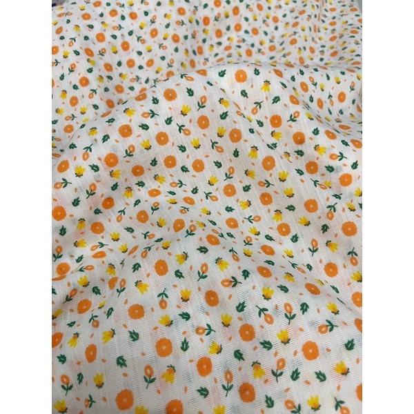 vải boi kẻ chìm siêu mềm hoa xu tròn mềm mát may váy,áo,bộ mặc nhà