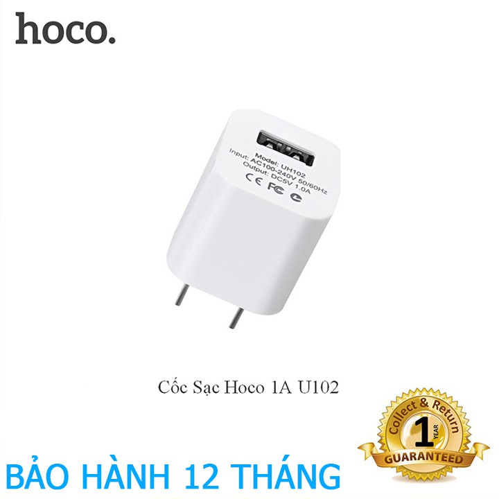 [TẶNG CÁP SẠC iP] Sạc điện thoại HOCO U102 Chính hãng | nguồn ra 1A - Sạc được tất cả các dòng điện thoại và ipad