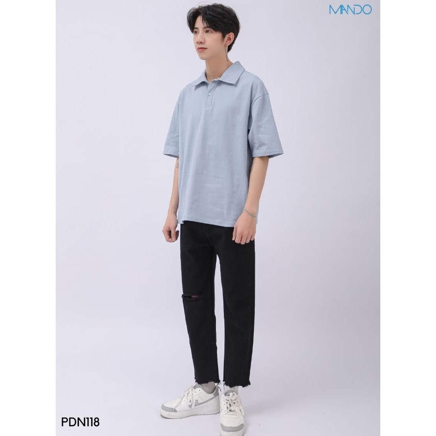 Áo Phông Polo Nam MANDO Tay Lỡ Có Cổ Vải Cotton Gân Cao Cấp Nhiều Màu Form Rộng Basic Unisex Thời Trang Hàn Quốc PDN118 | BigBuy360 - bigbuy360.vn