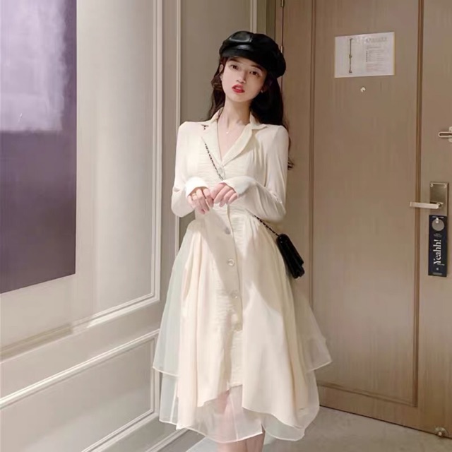 Váy sơ mi phối ren công chúa