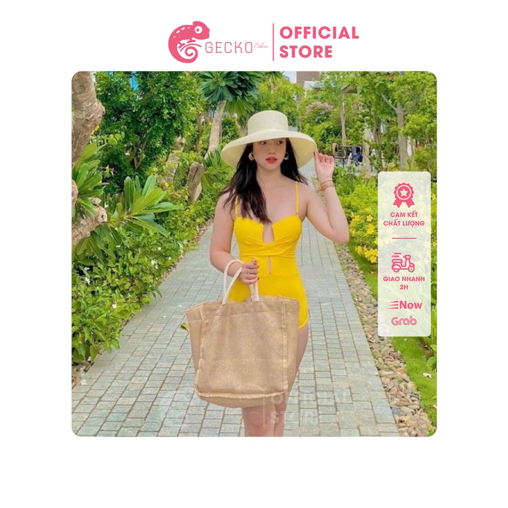 Bikini Đồ Bơi 1 Mảnh Cúp Ngực Xoắn Đen Phối Trắng Nâng Ngực GK0104 (Ảnh Thật)