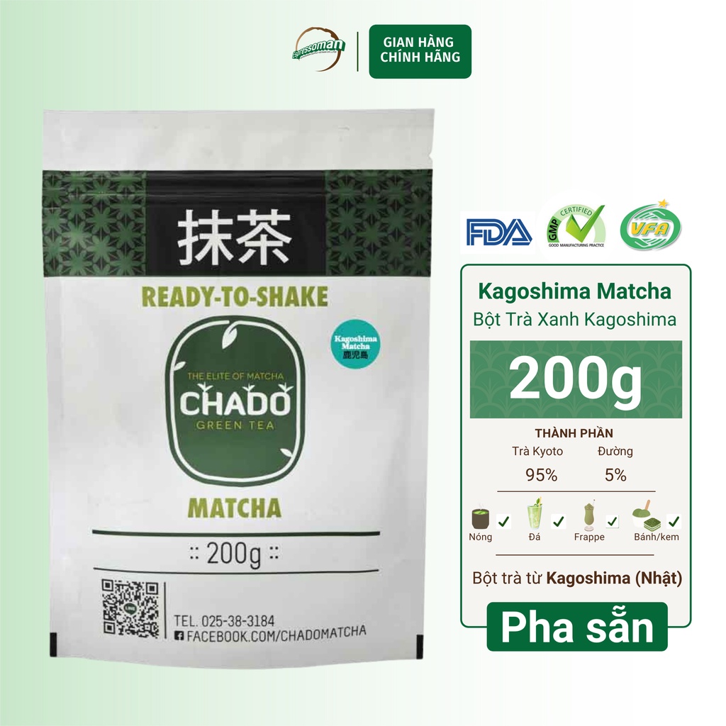 Kagoshima Matcha - Bột Trà Xanh Nhật Bản - Nguyên Liệu Pha Chế - Làm Bánh - Kem - Bột Mịn - Xanh Tươi