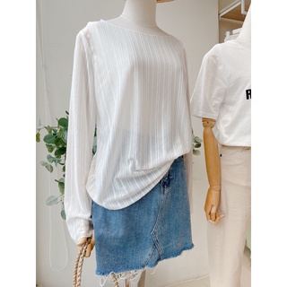 Áo cổ tròn basic tay loe dài - JA13