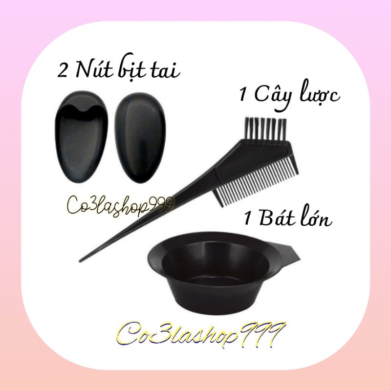 set dụng cụ chuyên nhuộm tóc (1lược+1chén+2nút bịt tai) LOẠI BÁT LỚN