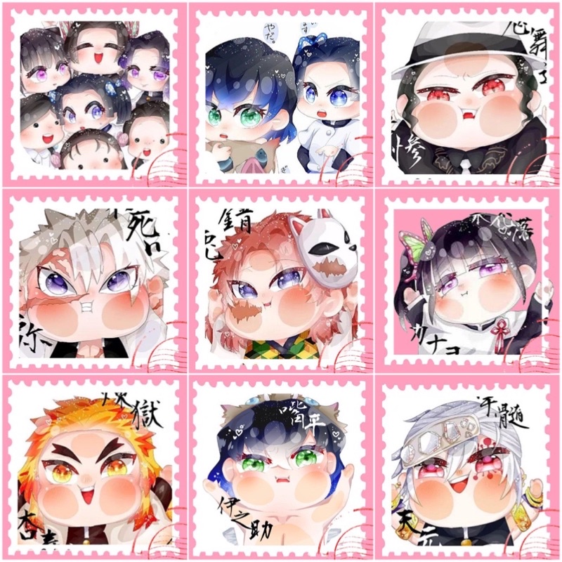 Sticker tem thư Kimetsu no yaiba 16 cái khác nhau/ / hình dán tem thư anime Kimetsu no yaiba