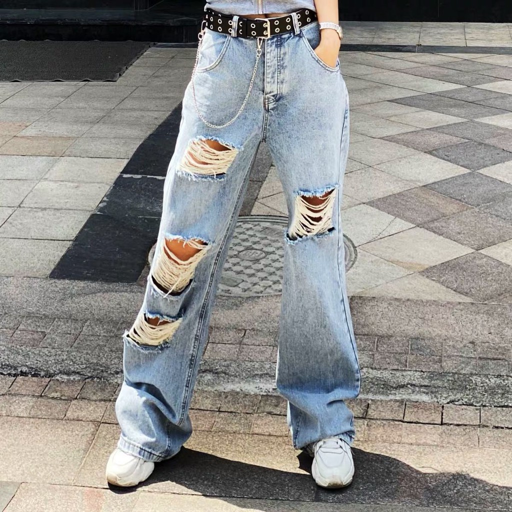 Quần Jeans Nữ Ống Rộng Thời Trang Châu Âu 2021 | BigBuy360 - bigbuy360.vn