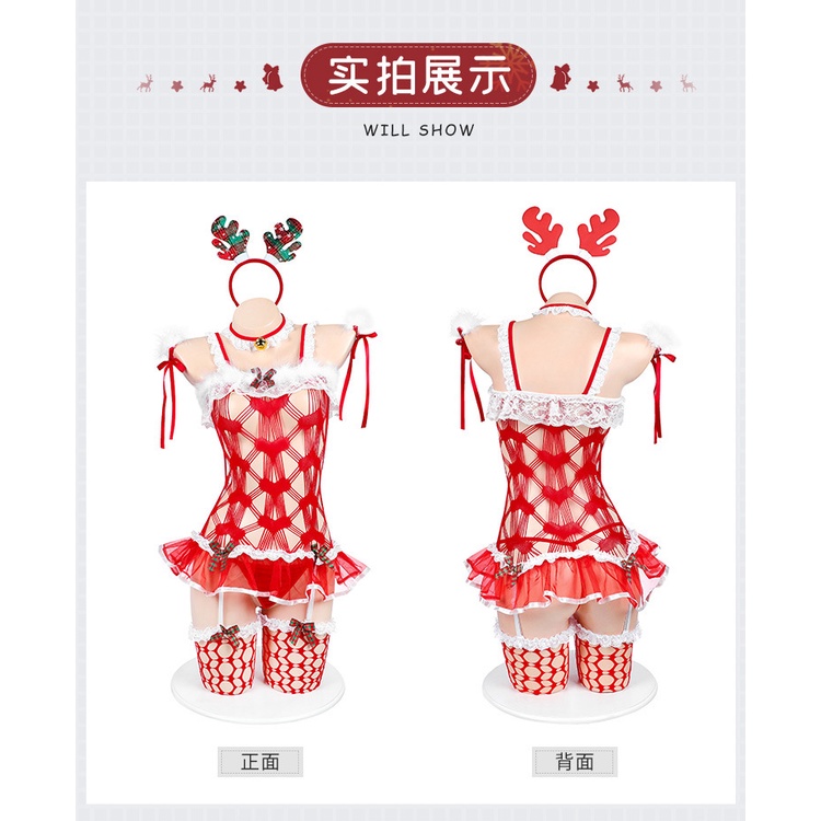 Bộ đồ cosplay cô bé mùa đông cho Giáng Sinh ngọt ngào, concept Noel chụp hình studio nàng thơ sexy bodysuit