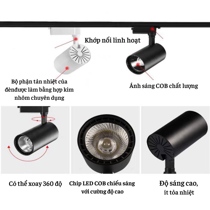 Đèn Rọi Ray Đèn LED COB Siêu Sáng Có 3 Chế Độ Ánh Sáng DEN TOKI