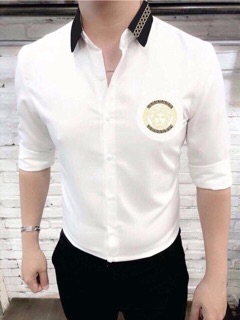 áo sơmi lụa nam dài tay cổ phối cao cấp