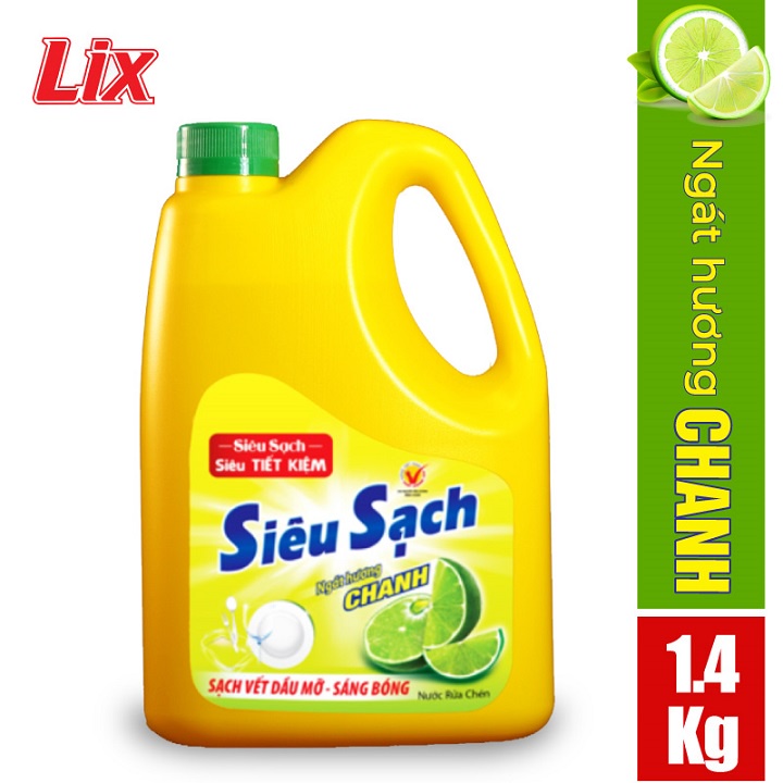 Nước rửa chén Lix siêu sạch hương chanh 1.4Kg (NS140)