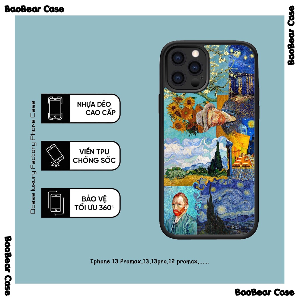 Ốp lưng Van Gogh Tráng Gương iphone 14promax , 13pro , 13, 12promax, 12pro, 12, 11promax, 11pro, 11,11prm,...