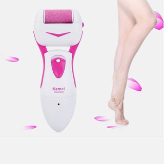 Máy mài gót chân kemei 2502X, Máy chà gót tẩy tế bào da chết cho tiệm nail sạc pin tích điện kèm 2 đầu mài dự phòng