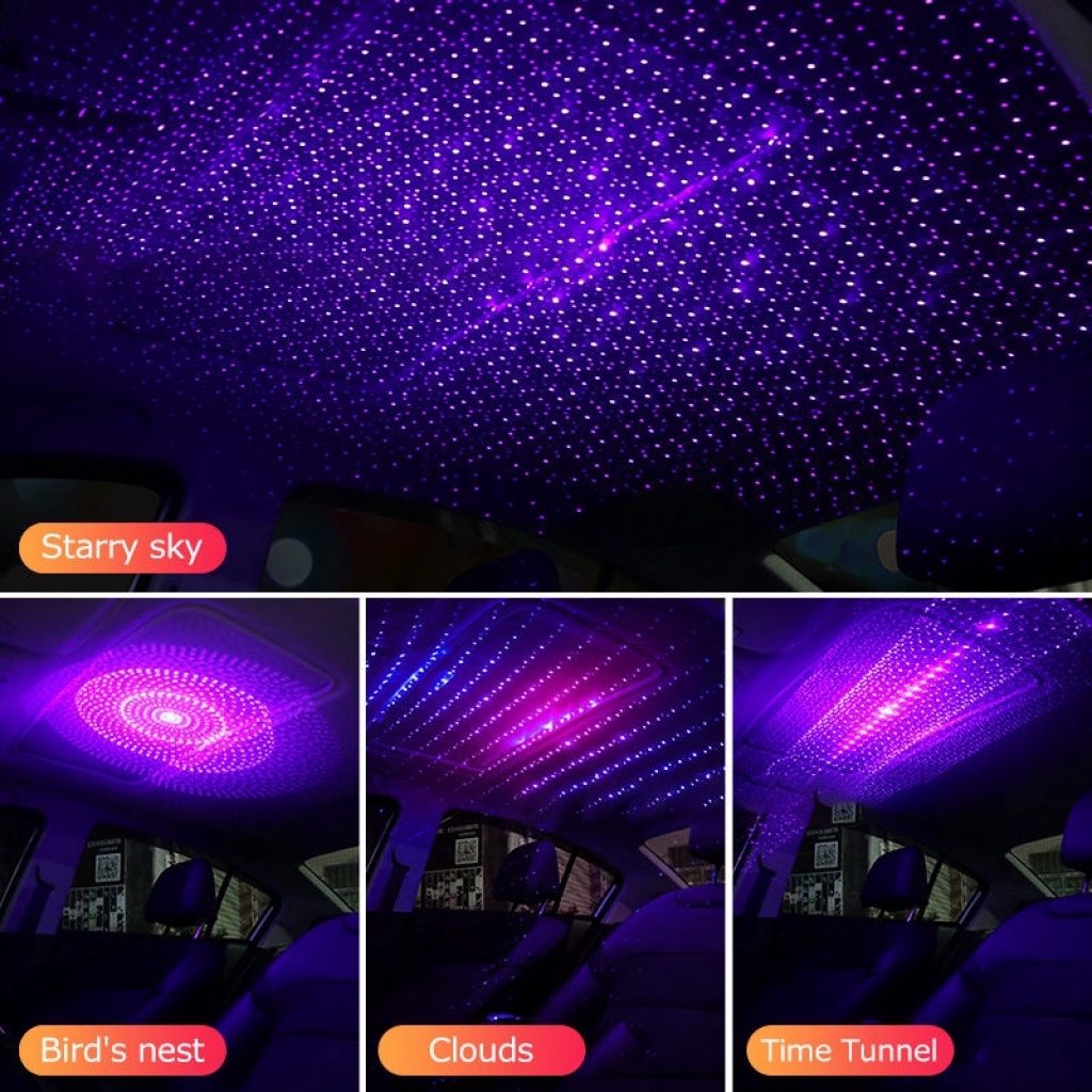 Đèn led usb Chiếu Ánh Sáng Xanh Dương / laser Hình Bầu Trời Đầy Sao Trang Trí Nội Thất Xe Hơi