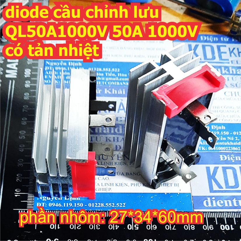 diode cầu chỉnh lưu QL50A1000V 50A 1000V, có tản nhiệt kde6343