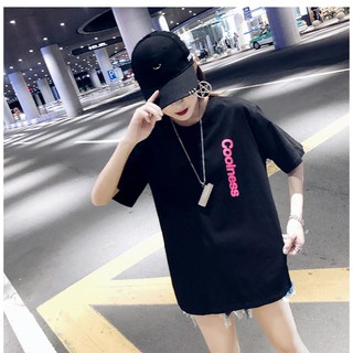 Áo thun nữ Unisex Form rộng Giấu quần Coolness Thời trang Hàn Quốc