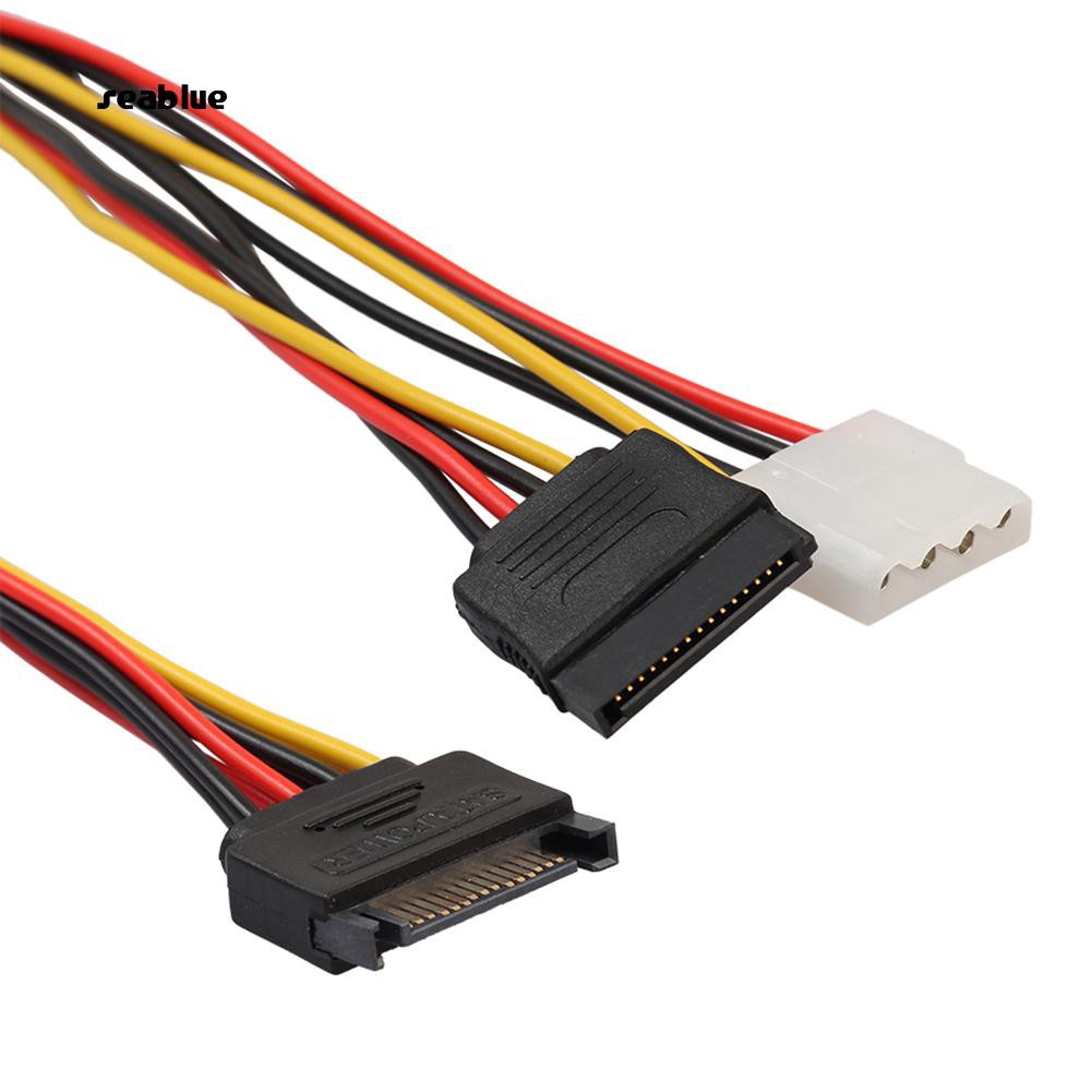 Dây Cáp Nối Nguồn Sata 15pin Sata Male Sang 4pin Ide Molex Female + 15pin Sata Female