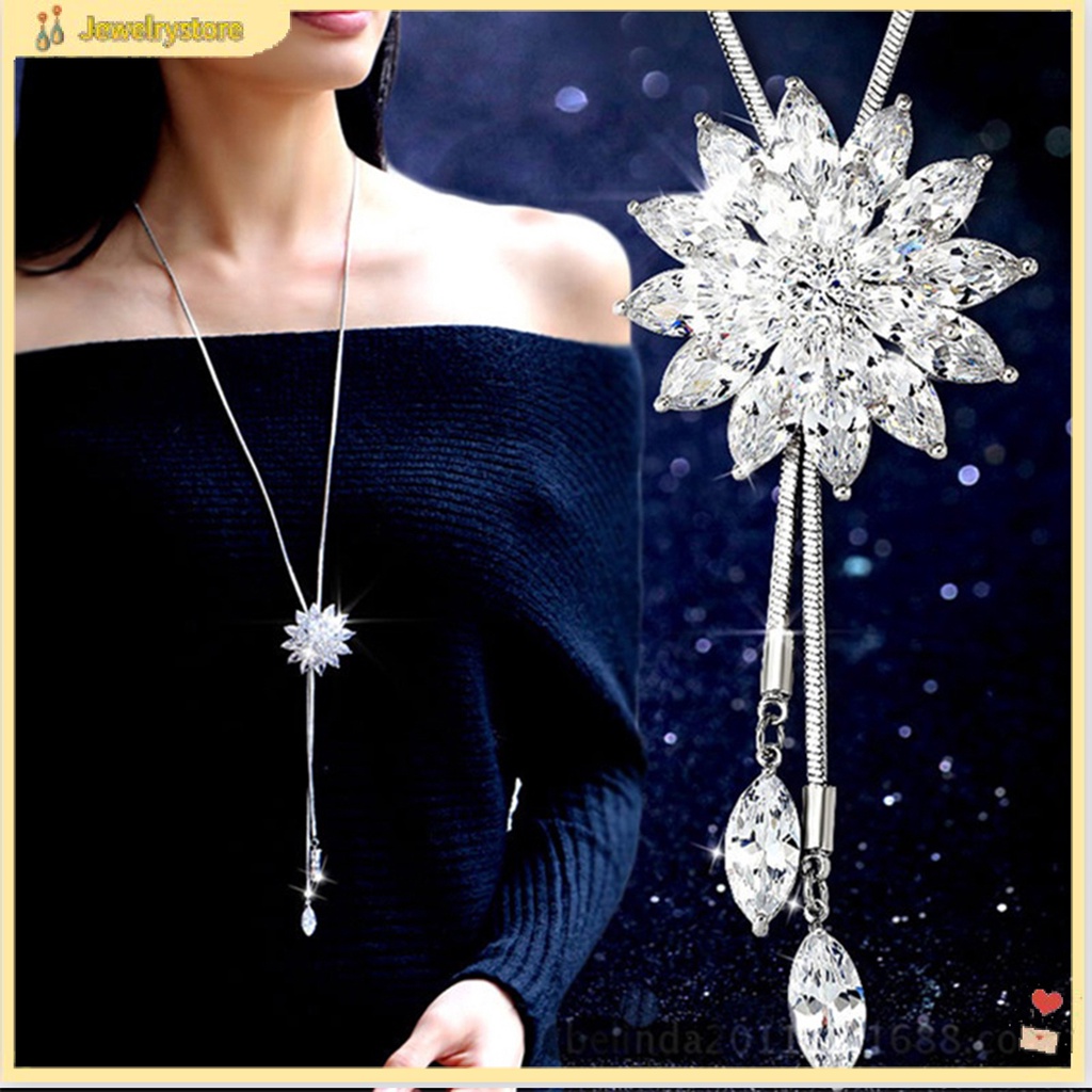 {jewelrystore} Dây chuyền mặt hoa tuyết đính đá thời trang cho nữ