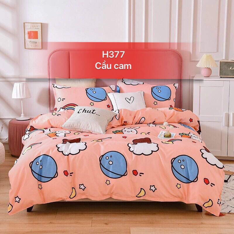 Bộ Ga Gối 1m4 1m5 1m6 Ga Giường + 2 Vỏ Gối Nằm Cotton Poly,Bo chun miễn phí