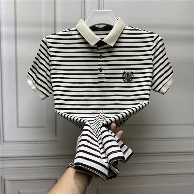 Áo polo Ngắn Tay Họa Tiết Kẻ Sọc Thời Trang Cho Nam 2022