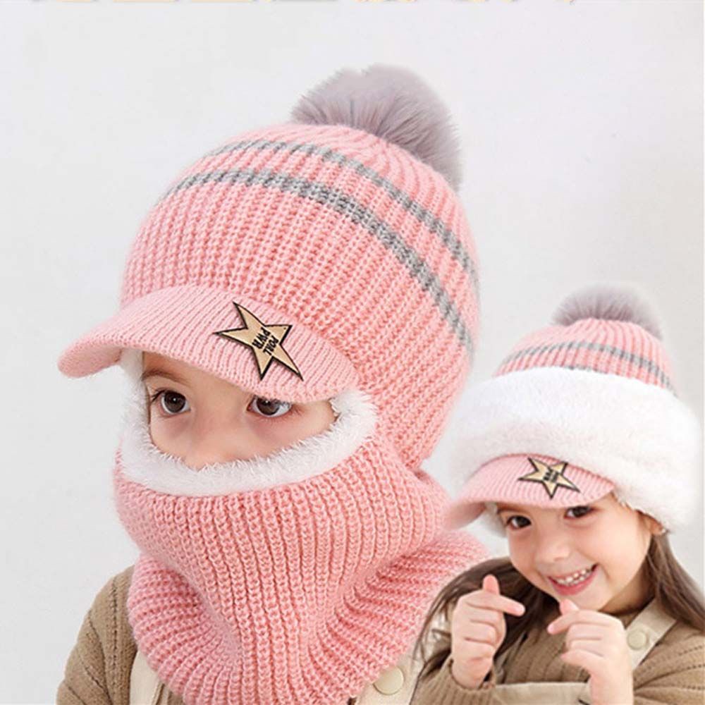 Mũ len dệt kim che phủ toàn bộ khuôn mặt chống gió giữ ấm mùa đông dành cho bé