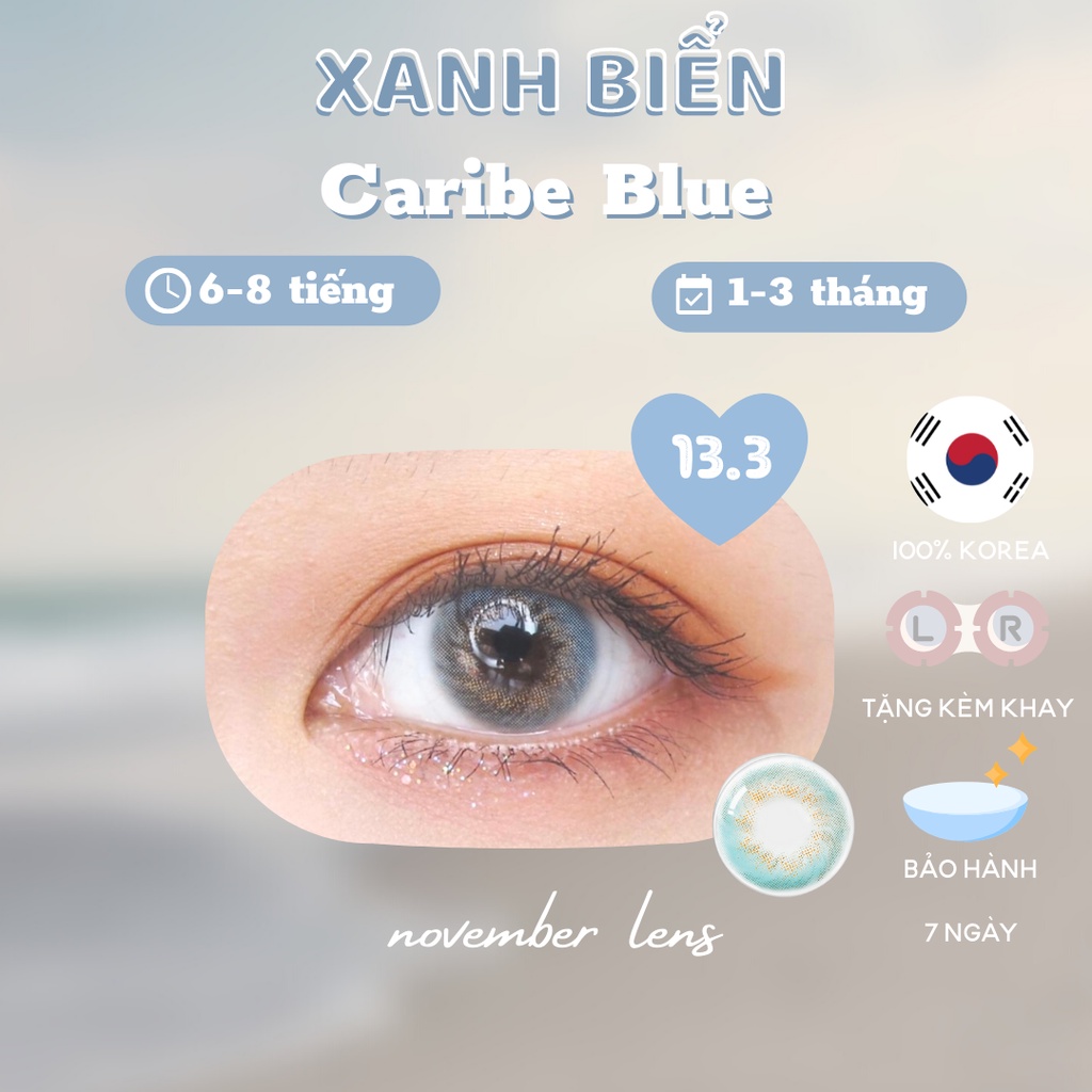 <LIMITED>Kính áp tròng màu xanh biển vân xoáy Caribe Blue Hàn Quốc
