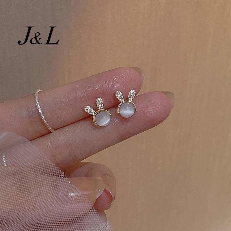 Khuyên Tai Hợp Kim Hình Thỏ Đính Đá opal Thời Trang Cho Nữ
