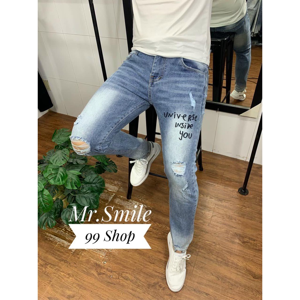 QUẦN JEAN NAM 900 WAX RÁCH FORM TÔN DÁNG MR SMILE 99 SHOP