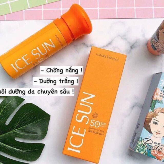 Kem chống nắng ice sun mát lạnh - NATURE REPUBLIC ICE PUFF SUN SPF50+ PA+++