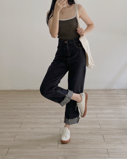 Quần jeans gập gấu