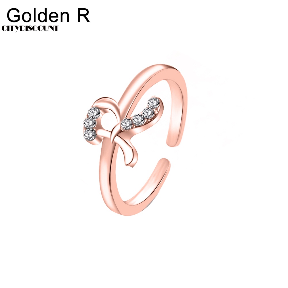 Nhẫn Hở Khắc Chữ A Đến Z Đính Đá Thời Trang