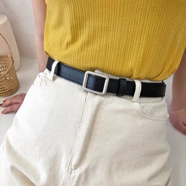 Thắt lưng Vuông Chữ nhật bản 2.3cm  Meo shop TL001 - Dây nịt nữ da đẹp Chữ nhật không đục lỗ eo nhỏ vừa