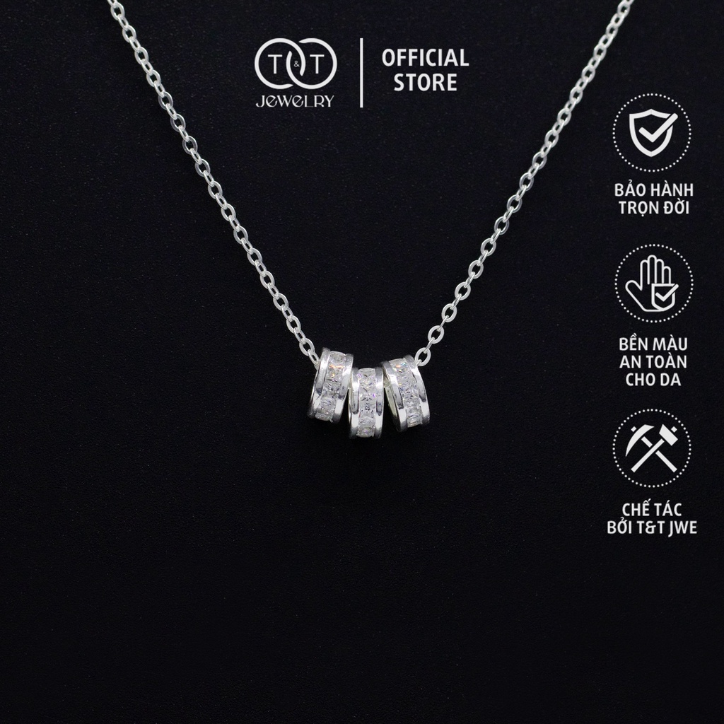 Dây chuyền nữ Bạc Ý s925 Tam Nhẫn Viền Đá CZ T&T Jewelry cao cấp DC018