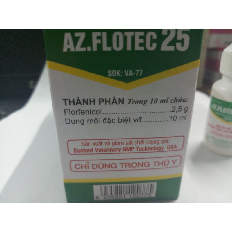 AZ Flotec 25       10ml florfenicol 25% CRD, CRD ghép E.coli, CRD g.hép thư.ơng h.àn