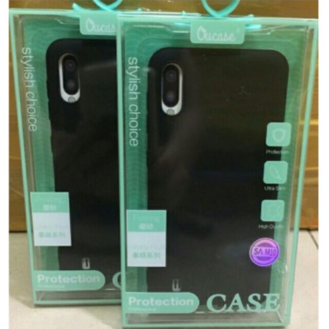 Ốp lưng Ou Case cho galaxy M10 silicon dẻo màu (đen-xanh)