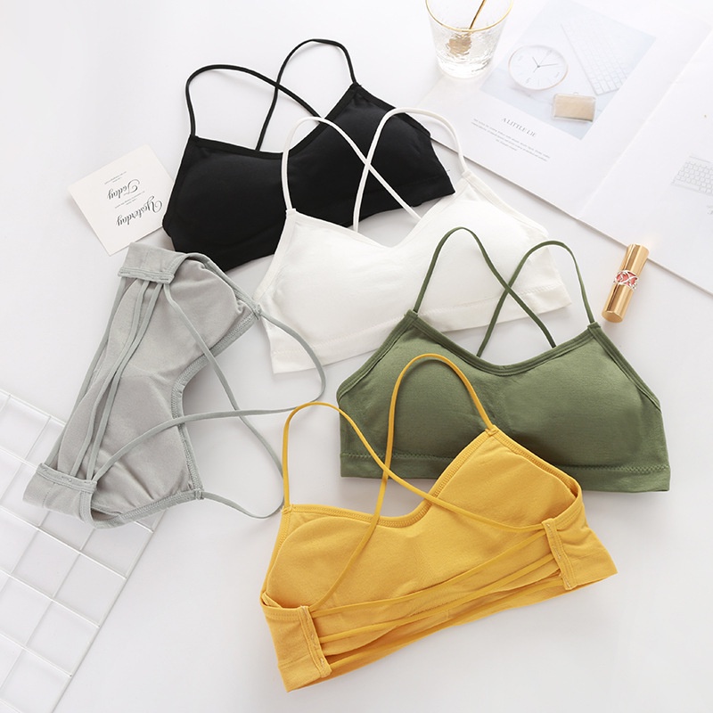 Áo Bra 2 Dây Đan Chéo Lưng  🎀FREESHIP🎀 Bra Nữ Cotton Len Tăm Kèm Mút 5507 | WebRaoVat - webraovat.net.vn