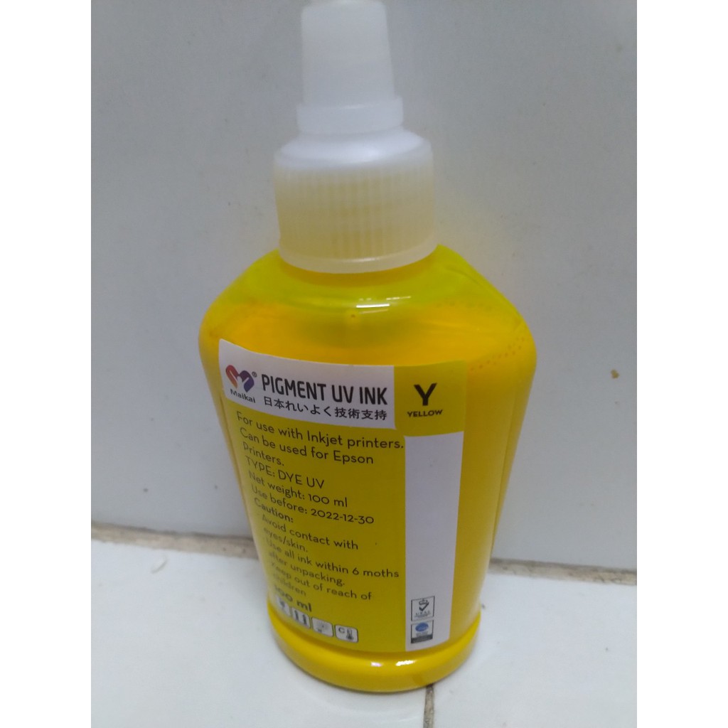 Mực Dầu (Pigment UV) chai màu vàng loại 100ml