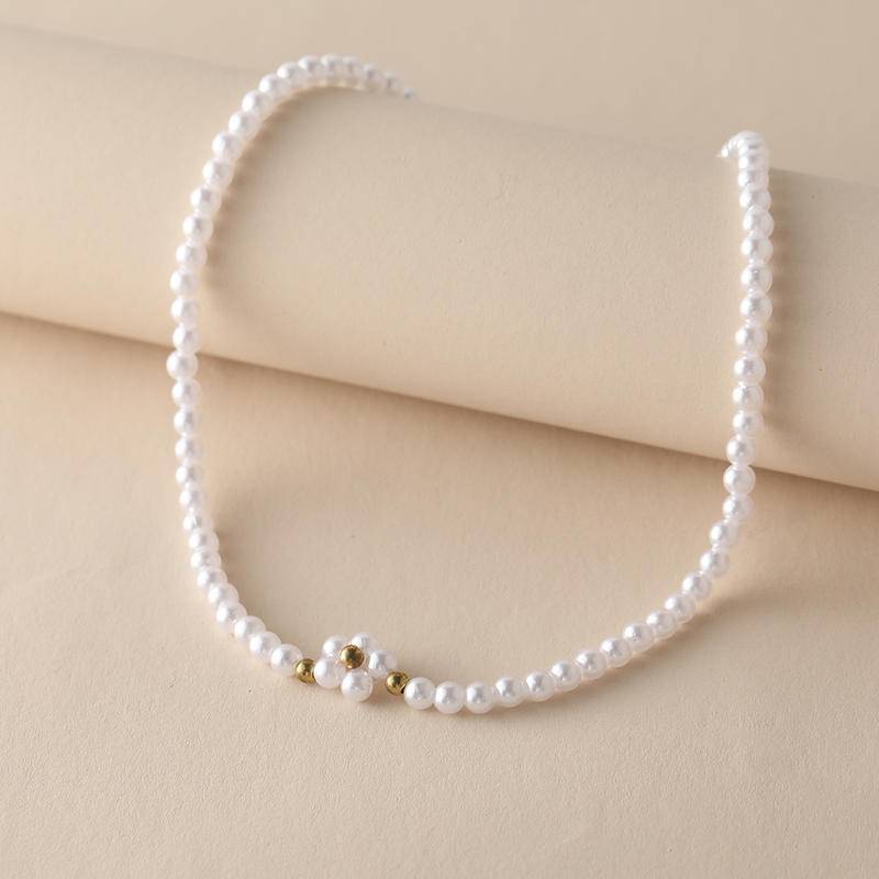Vòng Cổ Choker Ngắn Hình Hoa Đính Ngọc Trai Nhân Tạo Thanh Lịch Cho Nữ