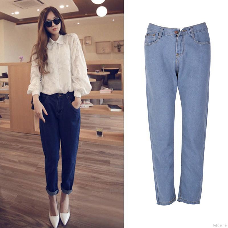 Quần denim cạp cao cho nữ có size lớn
