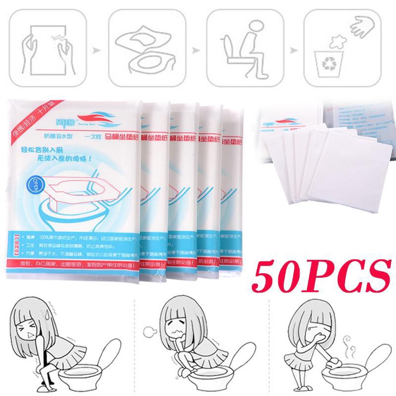 Set 10 Vỏ Bọc Ghế Ngồi Toilet Dày Dặn Dùng Một Lần Tiện Dụng