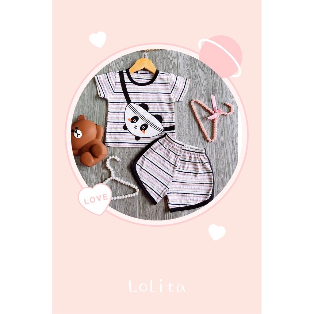 Bộ kẻ thun cotton in họa tiết cho bé trai, bé gái