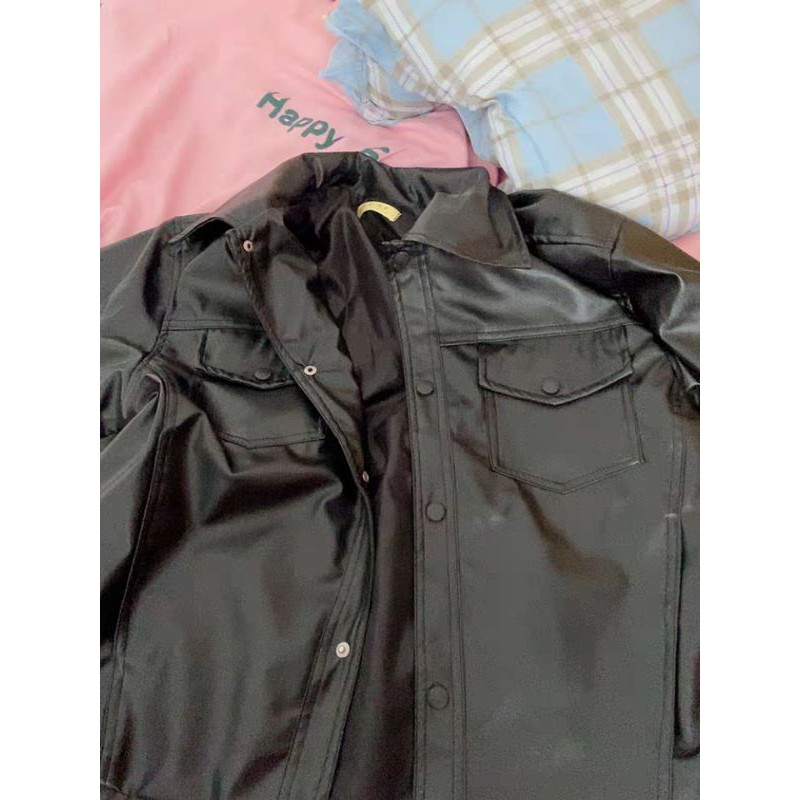 Áo khoác da trơn unisex