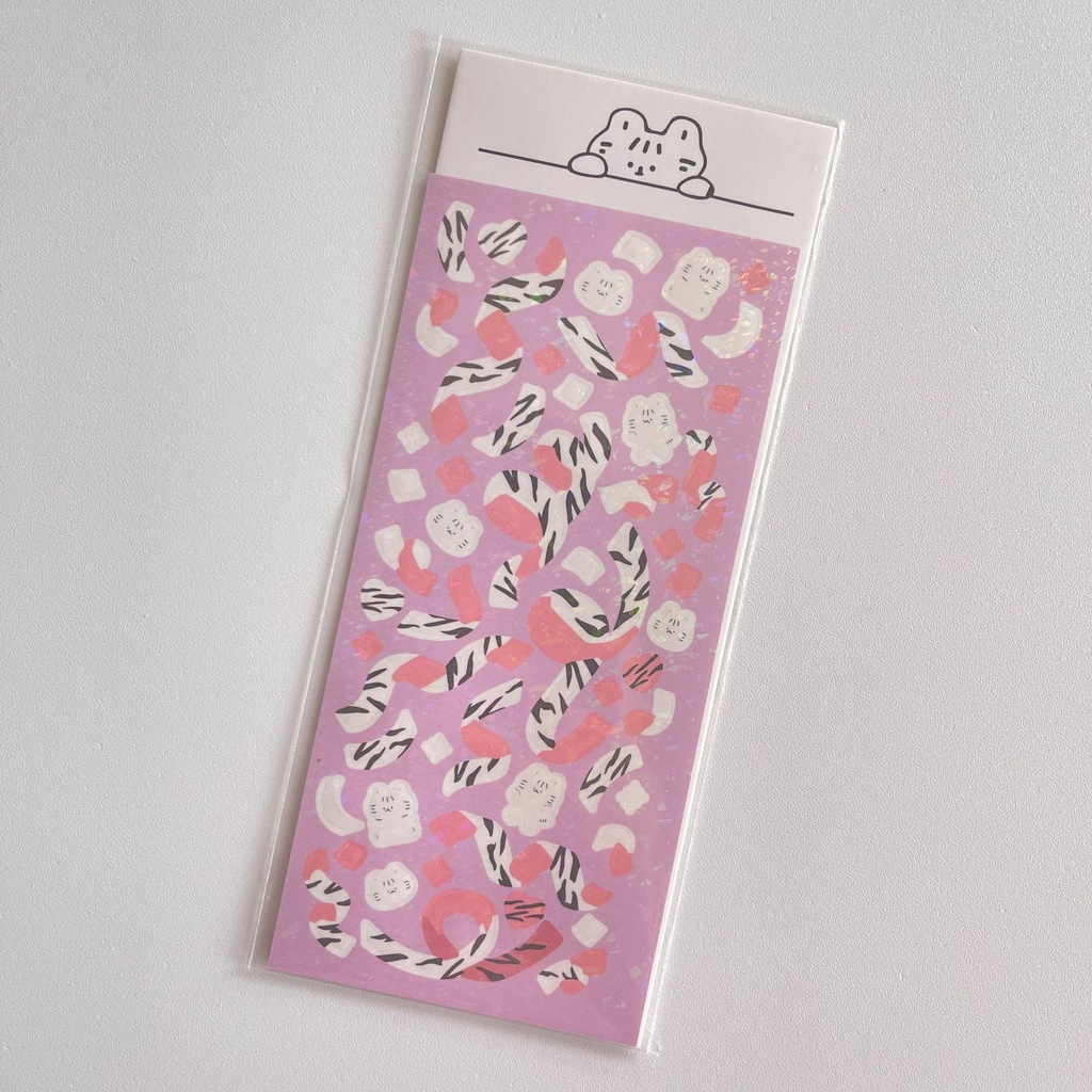 Peach 1Pcs Cute cat ribbon sticker Idol fan CAM decorative material Journal Scrapbook Decor Sticker
