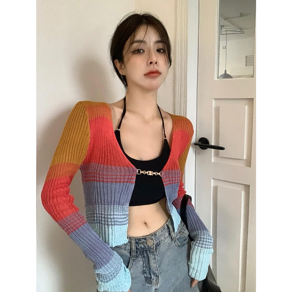 ihkke Áo Khoác Cardigan Dệt Kim Tay Dài Chống Nắng Phong Cách Hàn Quốc Cho Nữ