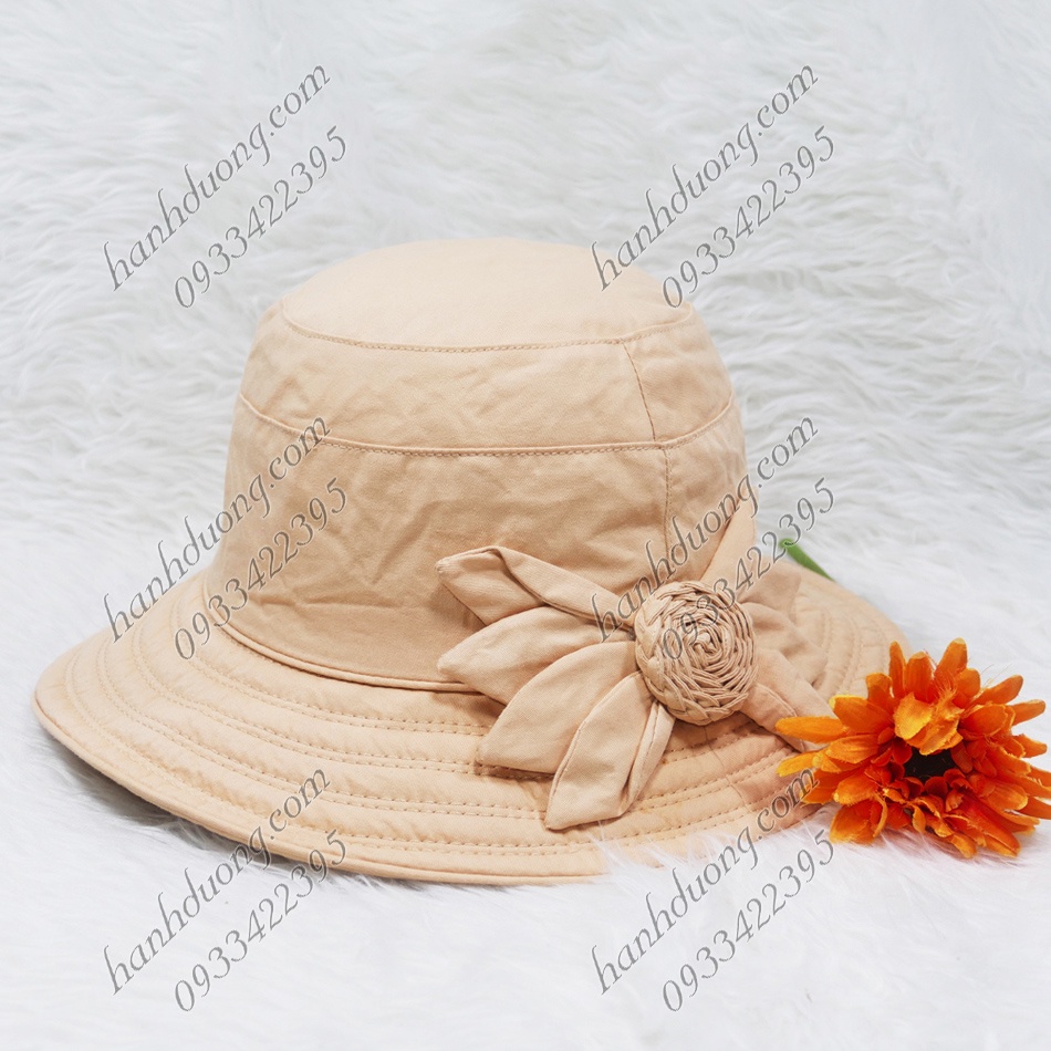 Mũ tai bèo vành rộng 7cm nón bo vành tròn thêu chữ vải bố nhuyễn cao cấp có may tem thời trang phù hợp cho nữ