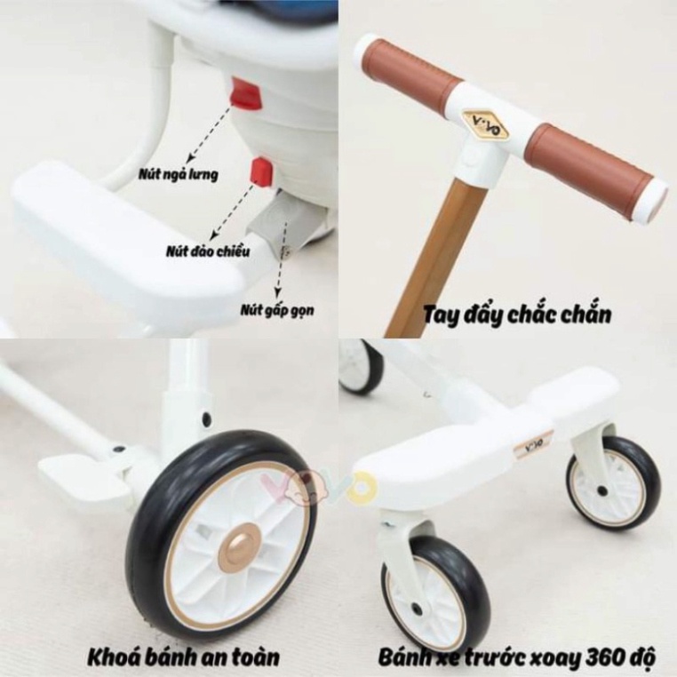 [GIAO NHANH 2H] Xe đẩy đảo chiều 4 tư thế gấp gọn Vovo VO -021 hàng chính hãng