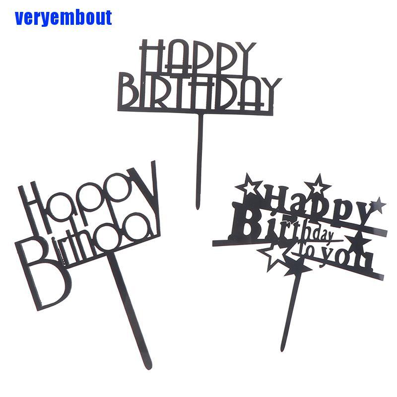 1 Topper Trang Trí Bánh Kem Chữ Happy Birthday Bằng Nhựa Acrylic